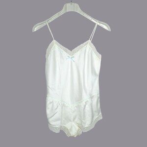 Vintage Lord Taylor Lingerie Bodysuit Small White Slip